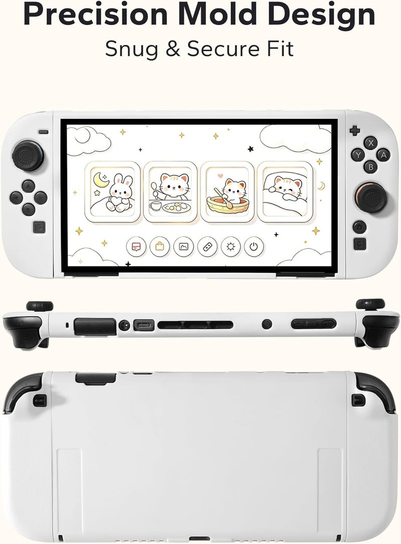 JEMDO Textured Grip Protective Case Compatible with Nintendo Switch 2 (2025) Only - White Matte Shockproof TPU Shell with Anti-Slip Handles, Ergonomic & Comfort Slim Back Cover - Image 4