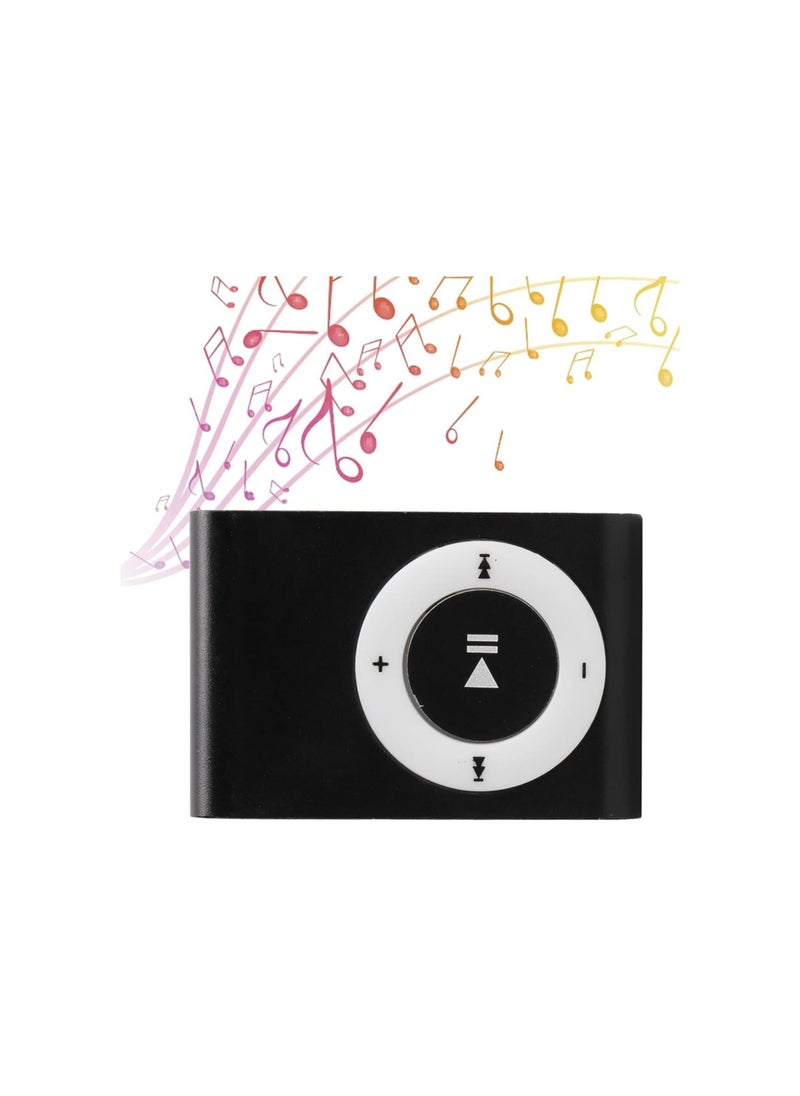 Generic - Mini MP3 Player, Portable Digital Music Media Player, Mini MP3 with Back Clip, Player with Earphone and USB Cable, up to 5H Playing Time, Support Memory Card (Black) - Image 1