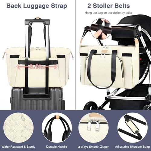 ITIEZY Diaper Bag Tote for Baby 7Pcs - Large Mommy Bag with Portable Changing Pad, Pacifier Case and Organizer Pouches, Multifunctional Hospital Bags for Labor and Delivery Travel Baby Bag for Boy Girl - Image 5