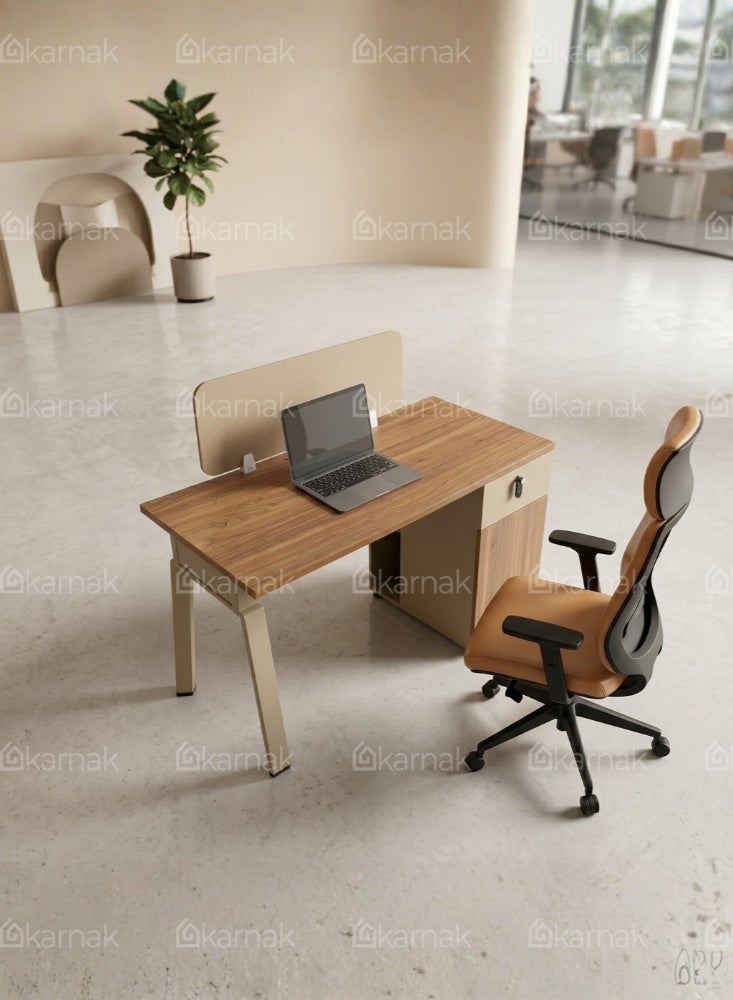 Karnak Oswina Single Person Workstation Desk with Privacy Screen & Storage Drawers Mechanical Code Locks for Office - Image 5