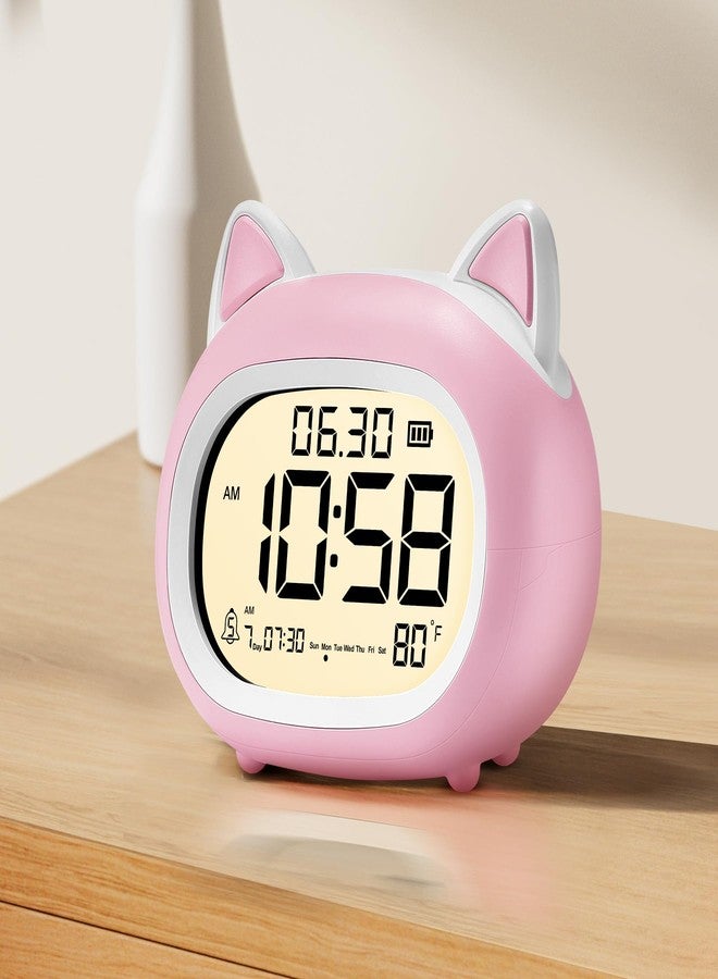 VTAIGE Kids Alarm Clock with Night Light for Kids, Small Digital Alarm Clocks for Bedrooms, Routine Builder, Cute Cat Alarm Clock with Sleep Training, Snooze, 12/24H, Date & Day, Temperature, USB Port - Image 1