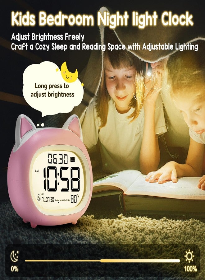 VTAIGE Kids Alarm Clock with Night Light for Kids, Small Digital Alarm Clocks for Bedrooms, Routine Builder, Cute Cat Alarm Clock with Sleep Training, Snooze, 12/24H, Date & Day, Temperature, USB Port - Image 5