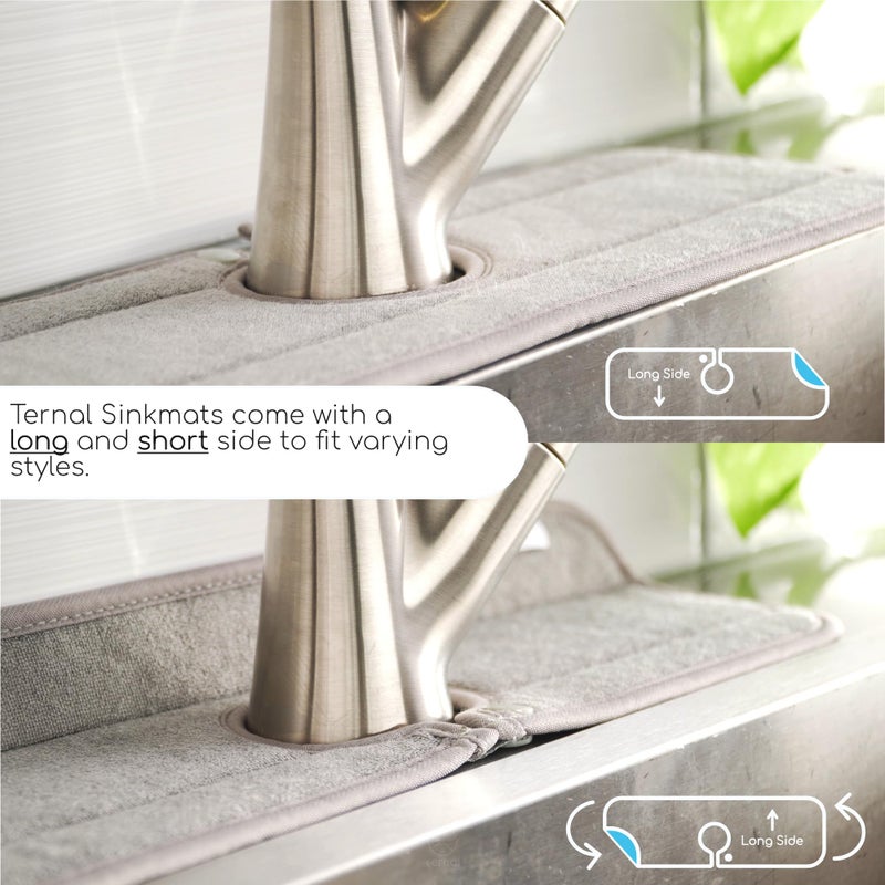 Ternal Sinkmat for Kitchen Faucet, Original Design, Absorbent Microfiber Fabric, Machine Washable Splash Guard & Drip Catcher For Around Faucet Handle [2 Pack] (Gray, Standard 15in) - Image 5
