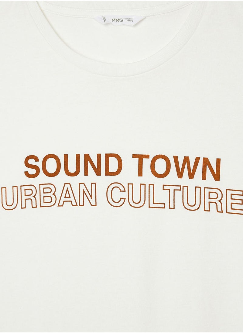 MANGO - Youth Text Print T-Shirt - Image 1