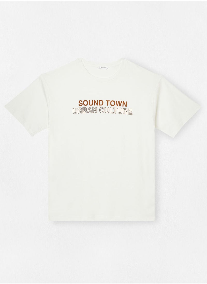 MANGO - Youth Text Print T-Shirt - Image 1