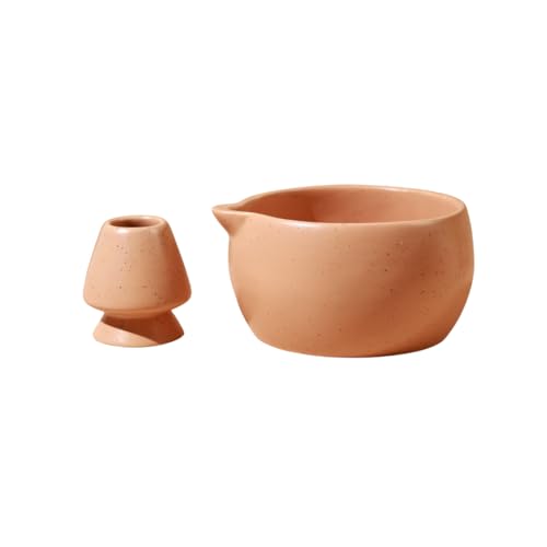 Craftribal Handmade Ceramic Solid Matcha Bowl with Whisk Holder – Pottery Chawan for Japanese Tea Ritual, Matcha Lovers & Gifting|Bowl - 5.5 inches|Holder-2.5 inches|Color-Brown - Image 5
