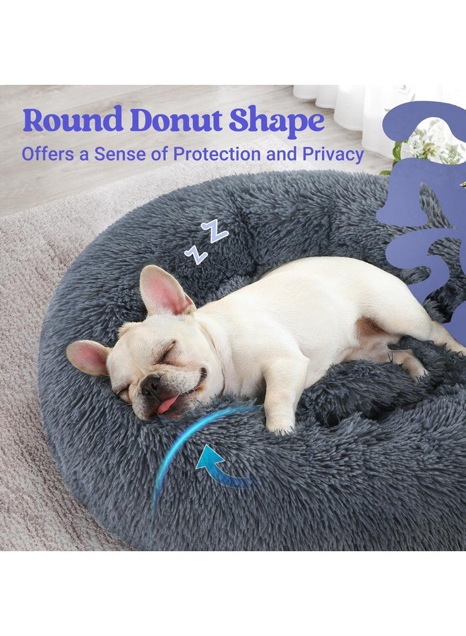 Rabbitgoo Dog Bed For Small Dogs, 24 Inches Washable Small Dog Bed, Fluffy Donut Dog Bed AntiSlip, Calming Soft Plush Round Pet Bed For Dogs, Fits Up To 18 Lbs Pets, Dark Grey - Image 4