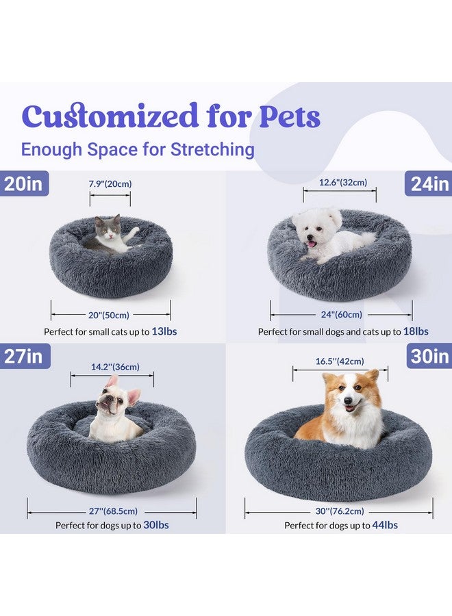 Rabbitgoo Dog Bed For Small Dogs, 24 Inches Washable Small Dog Bed, Fluffy Donut Dog Bed AntiSlip, Calming Soft Plush Round Pet Bed For Dogs, Fits Up To 18 Lbs Pets, Dark Grey - Image 5