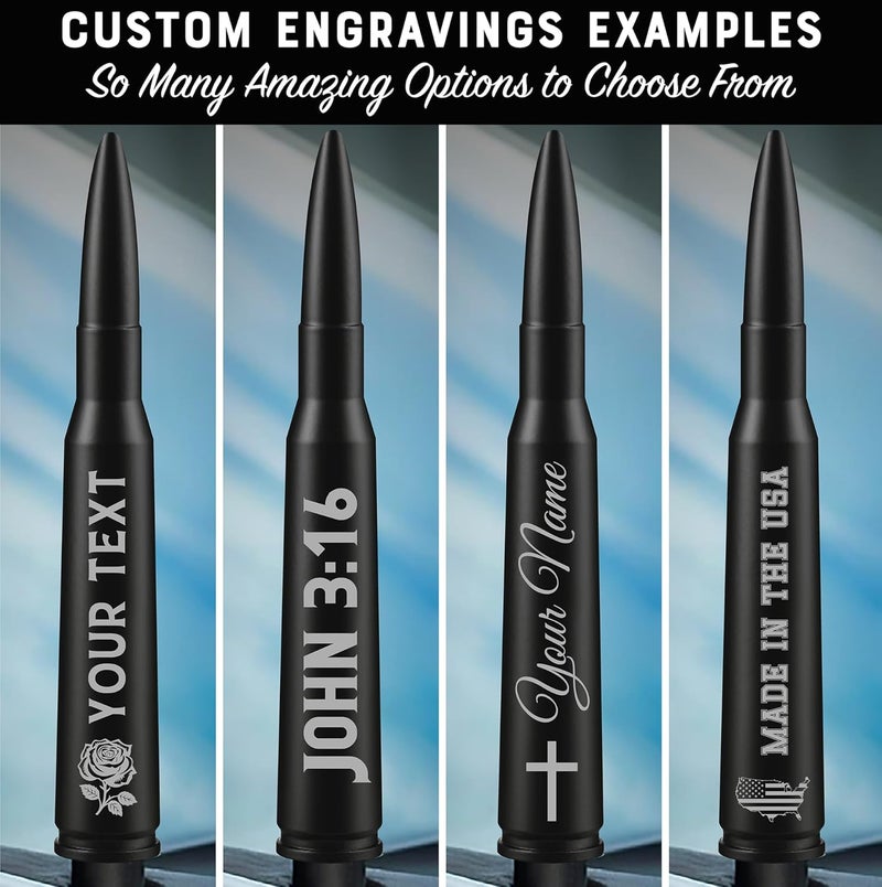 EcoAuto Badass Bullet Antenna® - Personalized Designs & Custom Engraving, Military-Grade Aluminum, Anti-Theft, Anti-Chip, for Dodge Ram & Ford F150 F250 F350 Super Duty, Ford Raptor, Bronco Long lasting universal build - Image 3