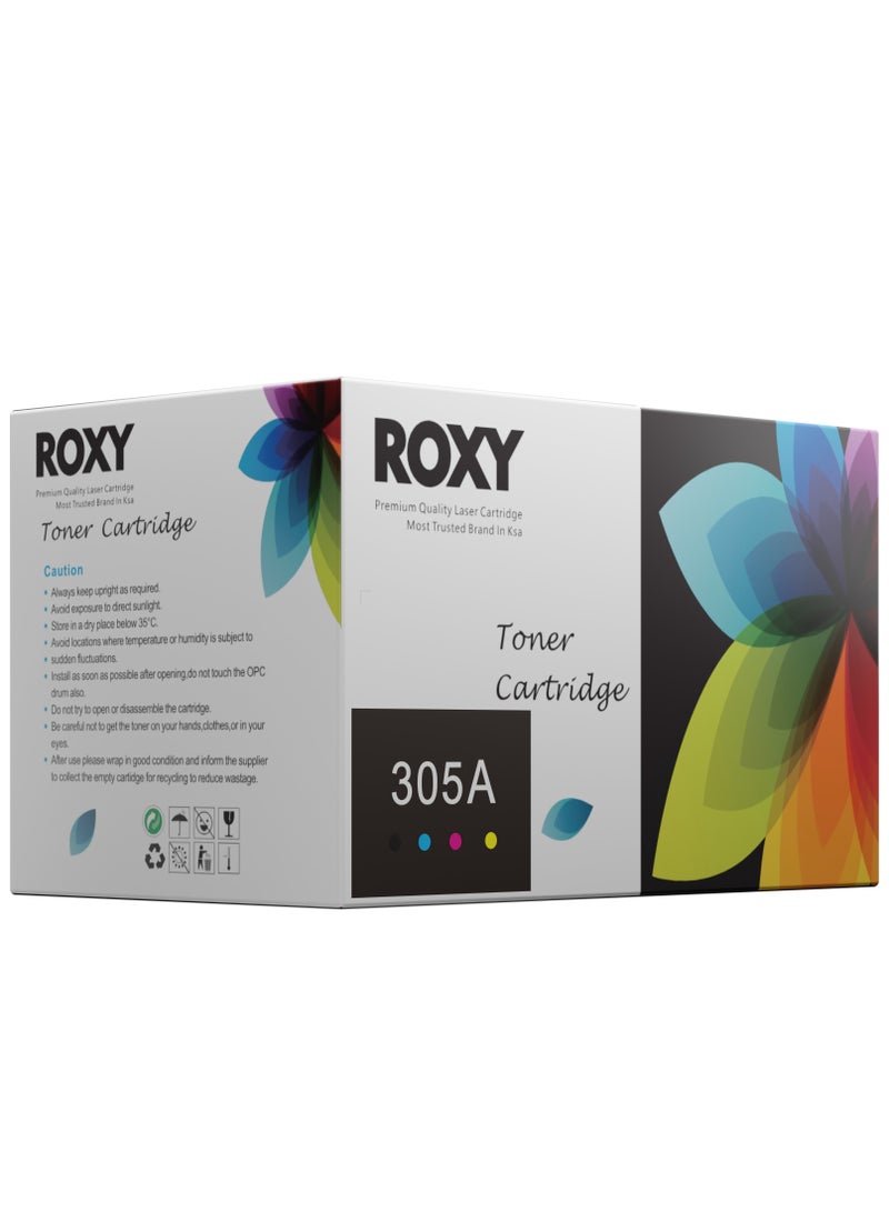 روكسي خراطيش حبر متوافقة مع ROXY 305A / 305X لطابعات HP / CE410A CE411A CE412A CE413A HP Color Laser Pro printer 300 M351 M375nw Pro 400 M451nw M451dn M451dw M475dw M475dn (أسود، سماوي، أصفر، أرجواني) - Image 2