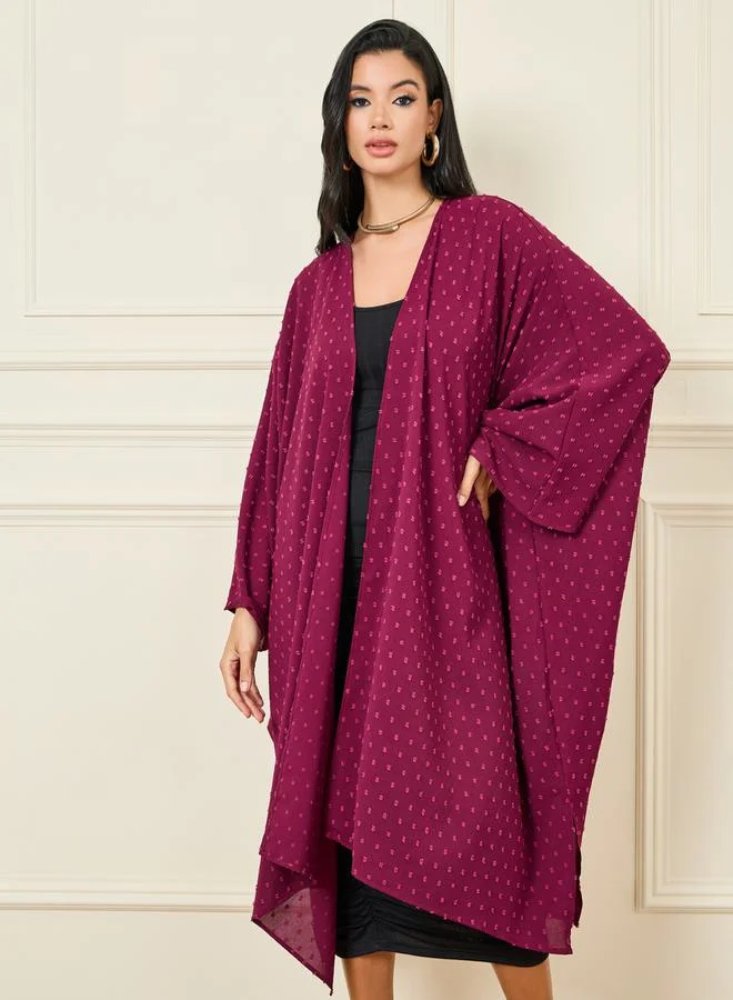 Styli Oversized Dobby Texture Asymmetrical Hem Kimono