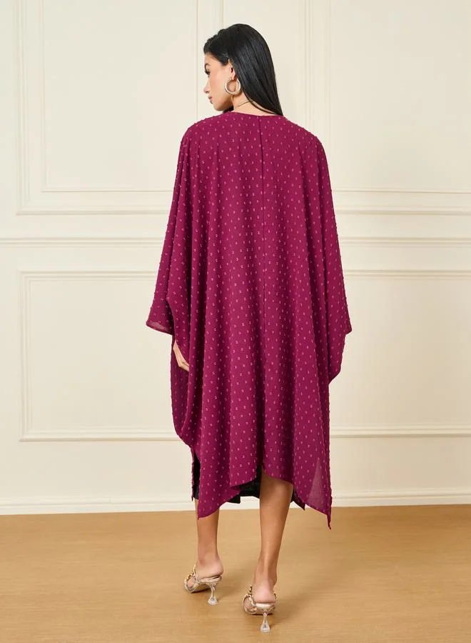 Styli Oversized Dobby Texture Asymmetrical Hem Kimono