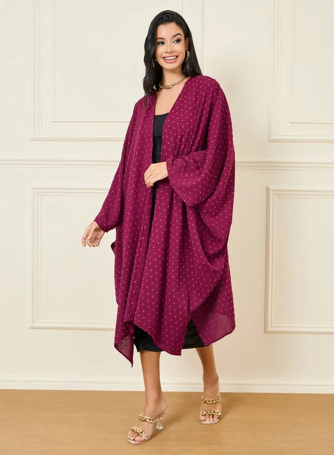 Styli Oversized Dobby Texture Asymmetrical Hem Kimono
