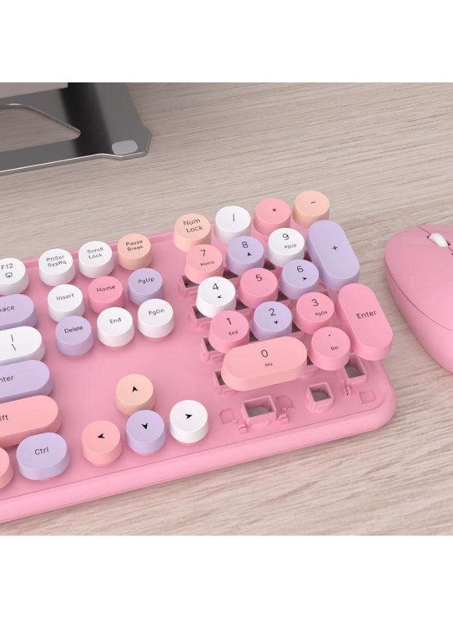 UBOTIE Colorful Wireless Keyboard & Mouse - Full-Sized With Typewriter Keys & Wrist Rest