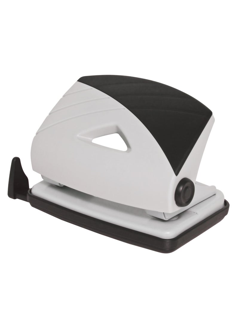 روكو ثاقب أوراق مكتبي صغير، ثقبان، أسود/رمادي، سعة حتى 10 ورقات (80 جم/م²) / 12 ورقة (70 جم/م²)