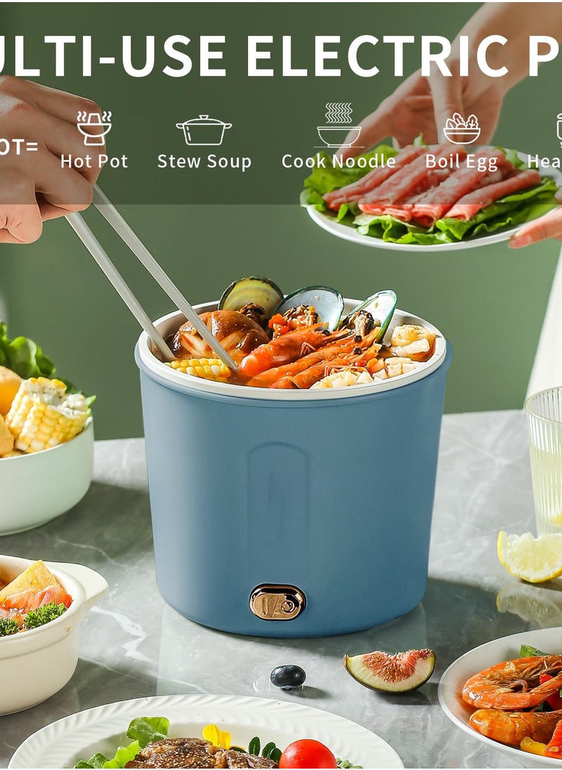 SYOSI Hot Pot Electric, 1L Mini Ramen Cooker, Rapid Noodles Cooker, Multifunctional Electric Pot for Cooking Pasta, Egg, Soup, Portable Pot with Over Heating Protection for Dorm, Office, Travel  - Image 4
