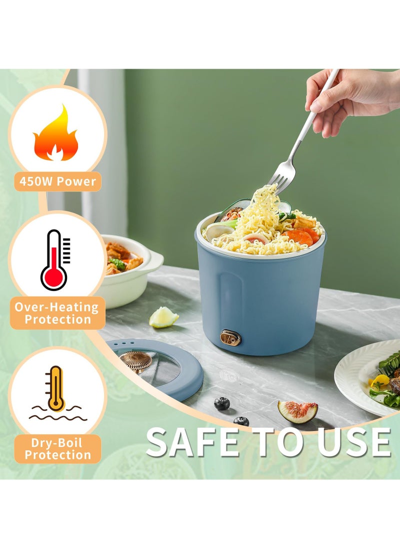 SYOSI Hot Pot Electric, 1L Mini Ramen Cooker, Rapid Noodles Cooker, Multifunctional Electric Pot for Cooking Pasta, Egg, Soup, Portable Pot with Over Heating Protection for Dorm, Office, Travel  - Image 5