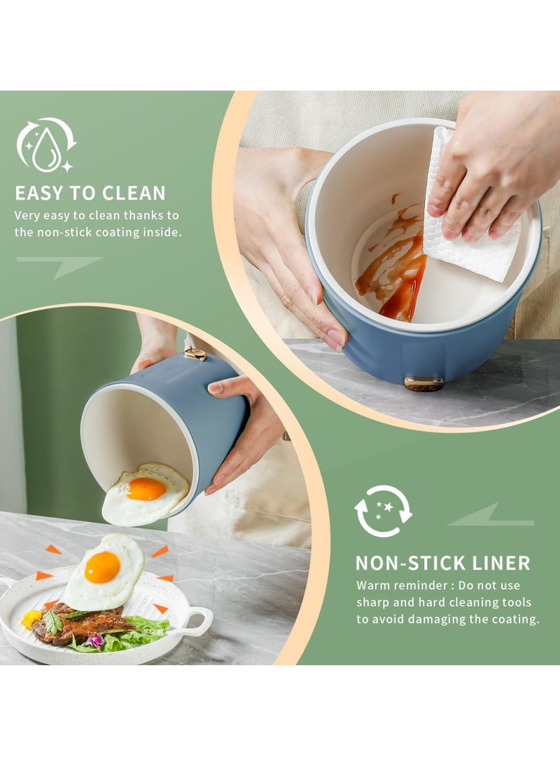 SYOSI Hot Pot Electric, 1L Mini Ramen Cooker, Rapid Noodles Cooker, Multifunctional Electric Pot for Cooking Pasta, Egg, Soup, Portable Pot with Over Heating Protection for Dorm, Office, Travel  - Image 3
