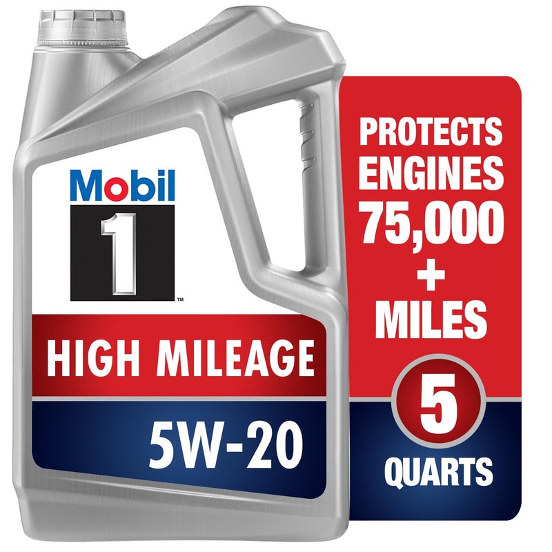 Mobil 1 High Mileage Full Synthetic Motor Oil 5W20 5 Quart - Image 2
