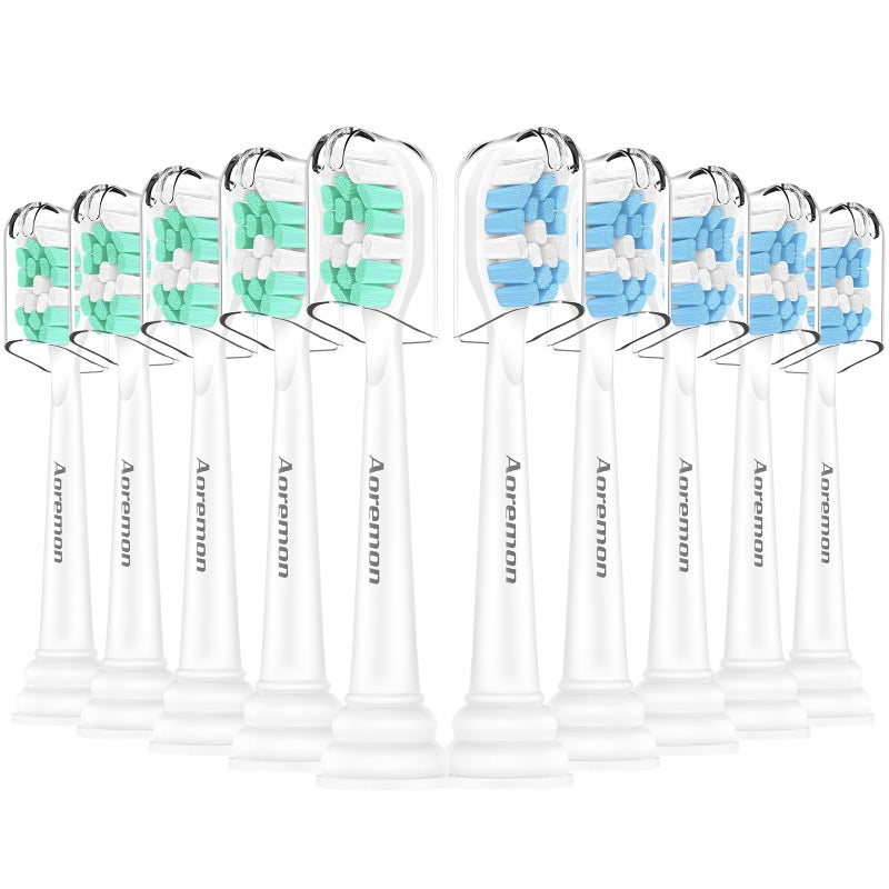 Aoremon Toothbrush Replacement Heads for Philips Sonicare C2 Plaque ProtectiveClean 5300 6100 4100 DiamondClean Smart 9300 9900 ExpertClean 7500 Click-on Handles Electric Toothbrushes, 10 Count - Image 1