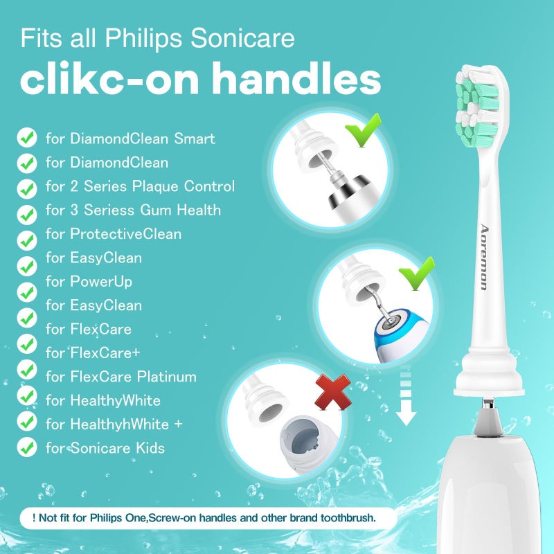 Aoremon Toothbrush Replacement Heads for Philips Sonicare C2 Plaque ProtectiveClean 5300 6100 4100 DiamondClean Smart 9300 9900 ExpertClean 7500 Click-on Handles Electric Toothbrushes, 10 Count - Image 3