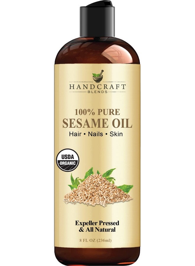 handcraft Blends Organic Sesame Oil - 8 Fl Oz - 100% Pure And Natural - Premium Grade Hair And Body Oil - Carrier Oil - Massage Oil - Expeller-Pressed And Hexane-Free - Image 1
