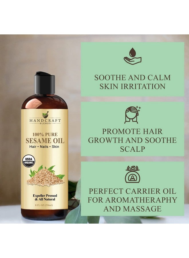handcraft Blends Organic Sesame Oil - 8 Fl Oz - 100% Pure And Natural - Premium Grade Hair And Body Oil - Carrier Oil - Massage Oil - Expeller-Pressed And Hexane-Free - Image 4