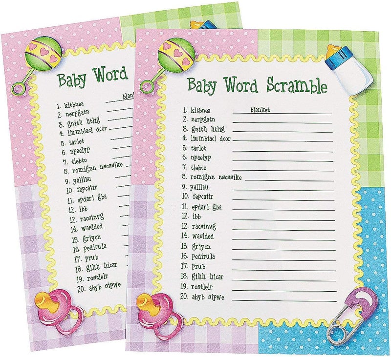 Fun Express Baby Word Scramble Game - 24 Illustrated Sheets for Baby Showers - Image 1