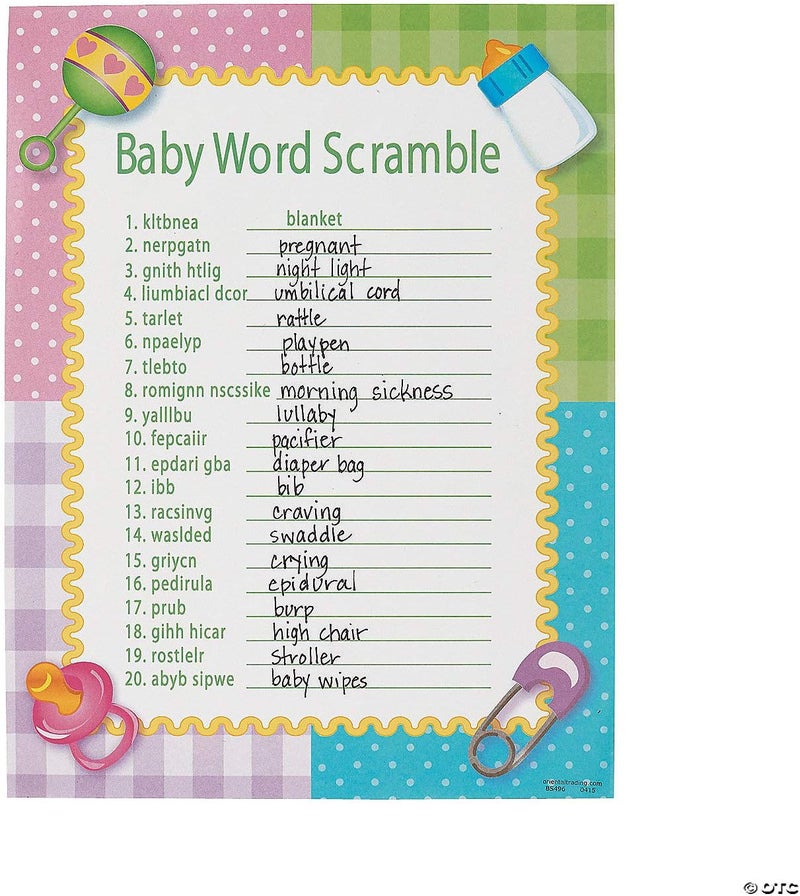 Fun Express Baby Word Scramble Game - 24 Illustrated Sheets for Baby Showers - Image 2