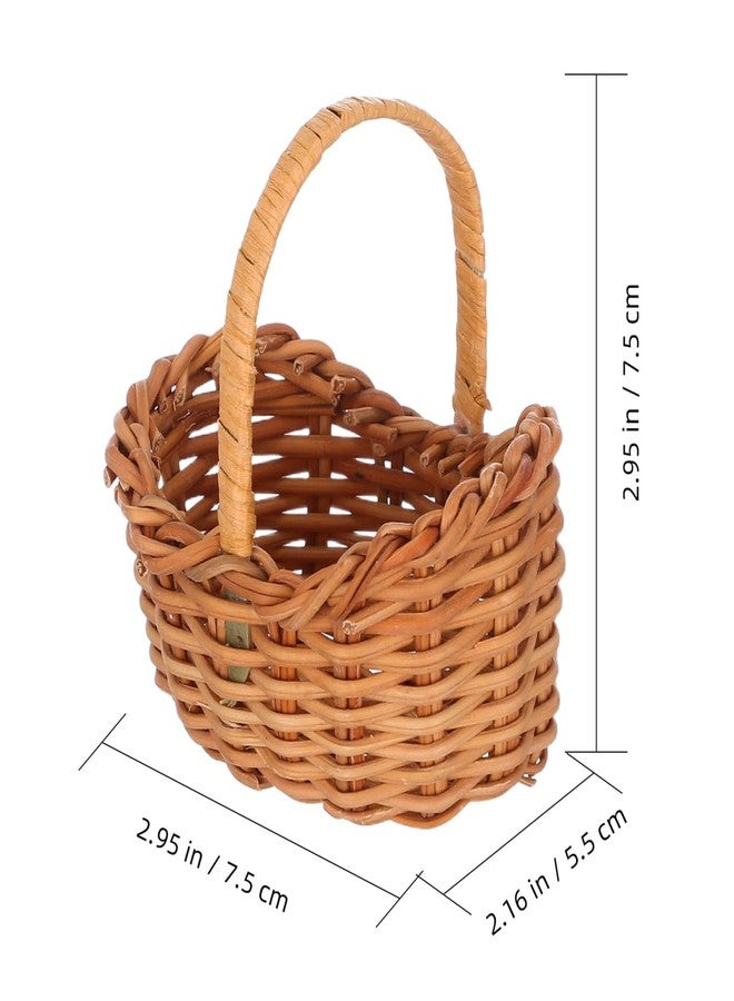 STOBAZA Mini Rattan Flower Basket with Handles Miniature Woven Basket for Dollhouse Decor Wedding Party Favors Diy Crafts Micro Landscape Accessory Set of 4 2.95 X 2.95 X 2.16 in - Image 2