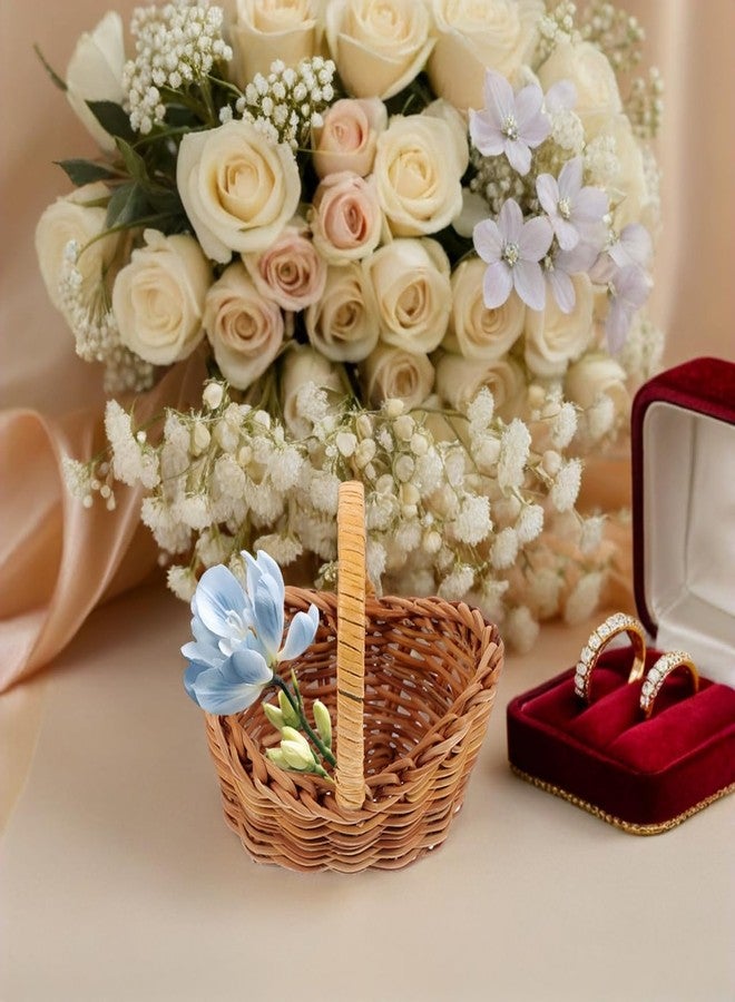 STOBAZA Mini Rattan Flower Basket with Handles Miniature Woven Basket for Dollhouse Decor Wedding Party Favors Diy Crafts Micro Landscape Accessory Set of 4 2.95 X 2.95 X 2.16 in - Image 5