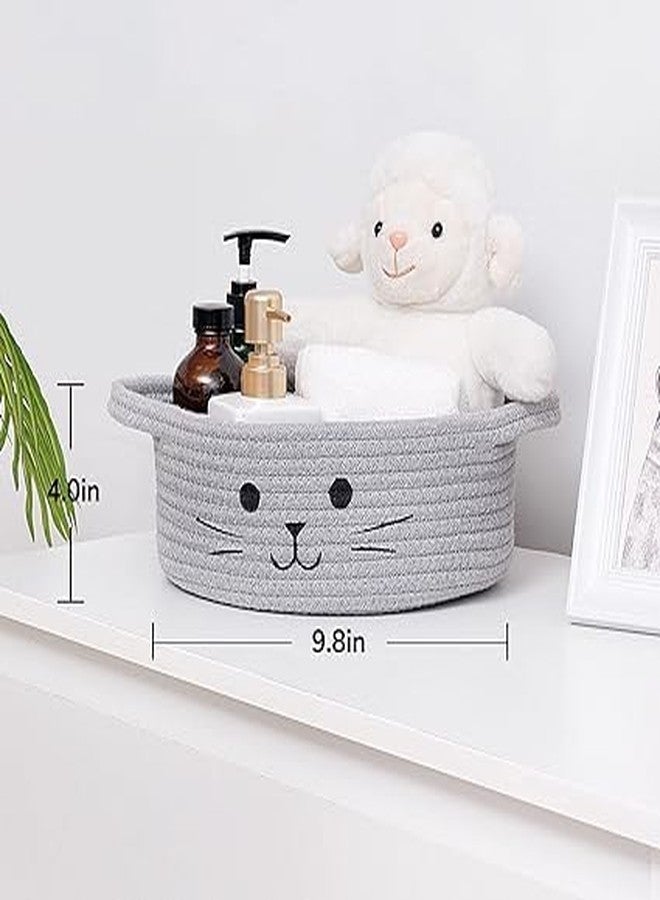 RUGSZONE GOODIE® -Small Cat Storage Basket, Black Cute Basket for Toys, Dog Toy Basket, Woven Rope Basket for Organizing, Empty Gift Basket for Baby, Black, 9.8 x 4 inches (Grey, 9x4) - Image 3