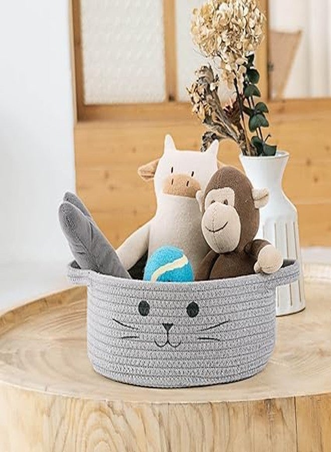 RUGSZONE GOODIE® -Small Cat Storage Basket, Black Cute Basket for Toys, Dog Toy Basket, Woven Rope Basket for Organizing, Empty Gift Basket for Baby, Black, 9.8 x 4 inches (Grey, 9x4) - Image 5