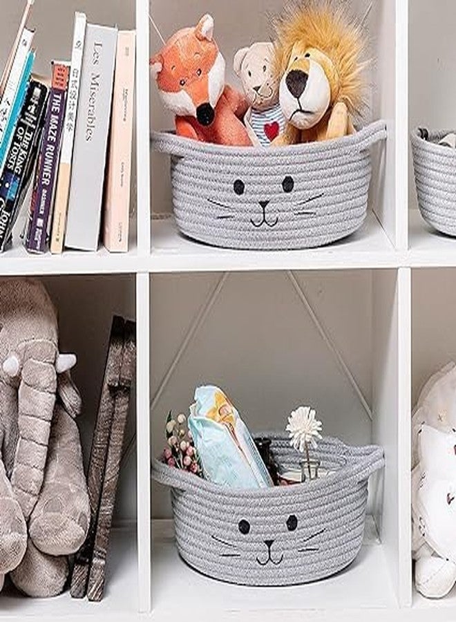 RUGSZONE GOODIE® -Small Cat Storage Basket, Black Cute Basket for Toys, Dog Toy Basket, Woven Rope Basket for Organizing, Empty Gift Basket for Baby, Black, 9.8 x 4 inches (Grey, 9x4) - Image 4