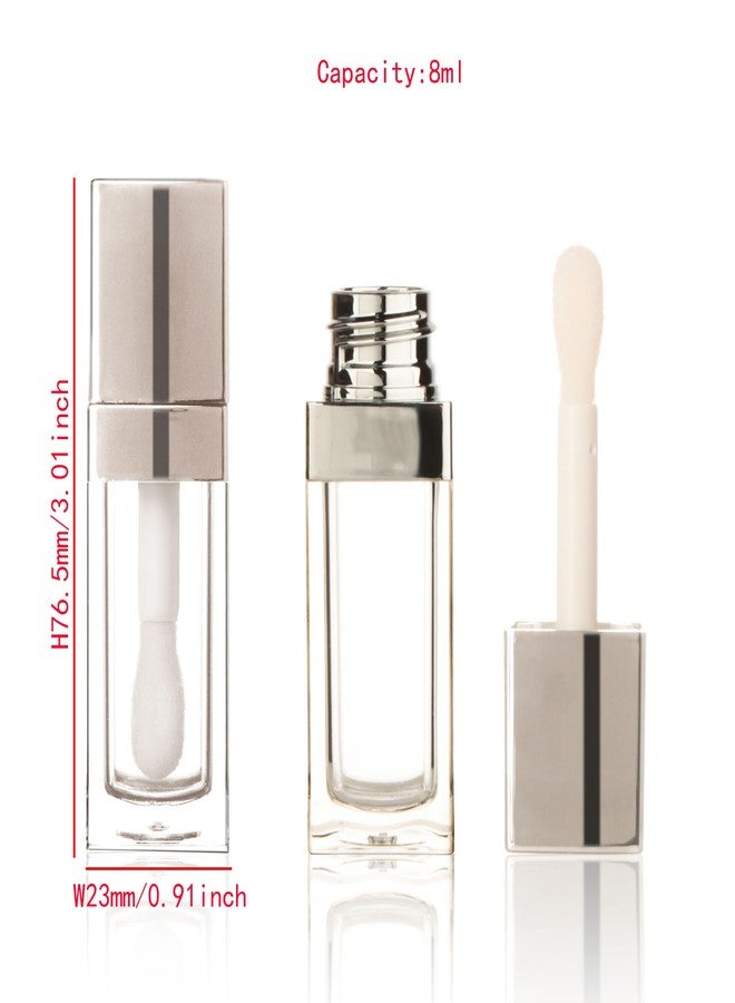 COSIDEA 20PCS Empty 8ML Square clear Lip Gloss Tube Silver big doe foot wand lipgloss tubes for Lip oil tint bottles container - Image 2