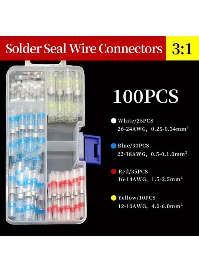 ١٠٠ صندوق من موصلات الوصل الحرارية القابلة للانكماش، محطات أسلاك كهربائية ملحومة ومحكمة - Image 1