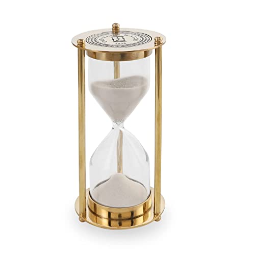 Trusmile Antique Brass Sand Timer Hour Glass 1 Minutes Size Hight 9.8cm Ideal for Exercise, Tea Making, Home & Kitchen Office Table Desk - Image 1