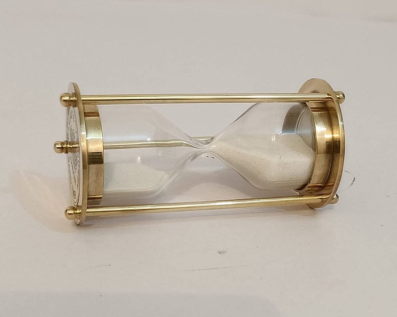 Trusmile Antique Brass Sand Timer Hour Glass 1 Minutes Size Hight 9.8cm Ideal for Exercise, Tea Making, Home & Kitchen Office Table Desk - Image 2