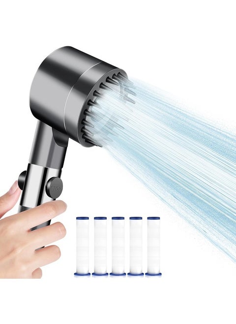 Shower Head, Shower Head Anti-limescale Shower Head with Filter High Pressure Shower Head Shower Head with Stop Button Water Saving Shower Head with 3+1 Modes 5 Filters.