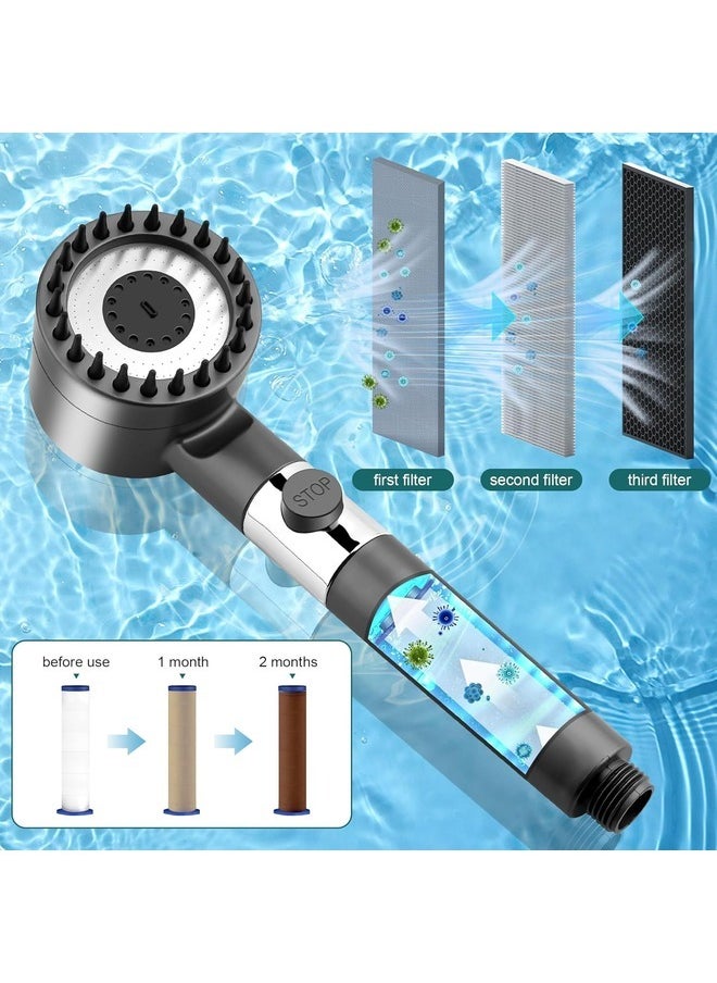 AWALOR - Shower Head, Shower Head Anti-limescale Shower Head with Filter High Pressure Shower Head Shower Head with Stop Button Water Saving Shower Head with 3+1 Modes 5 Filters. - Image 1