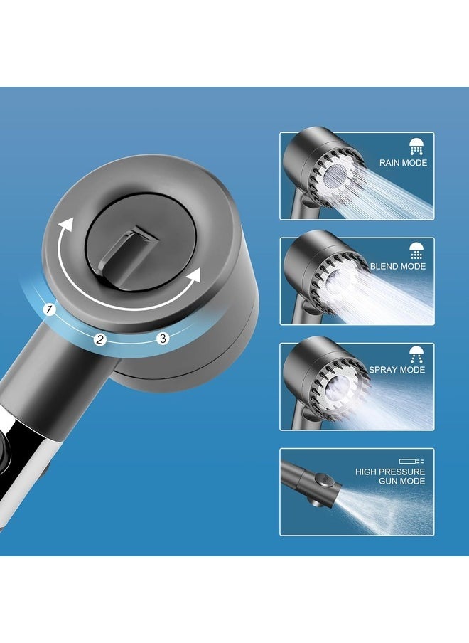 AWALOR - Shower Head, Shower Head Anti-limescale Shower Head with Filter High Pressure Shower Head Shower Head with Stop Button Water Saving Shower Head with 3+1 Modes 5 Filters. - Image 1