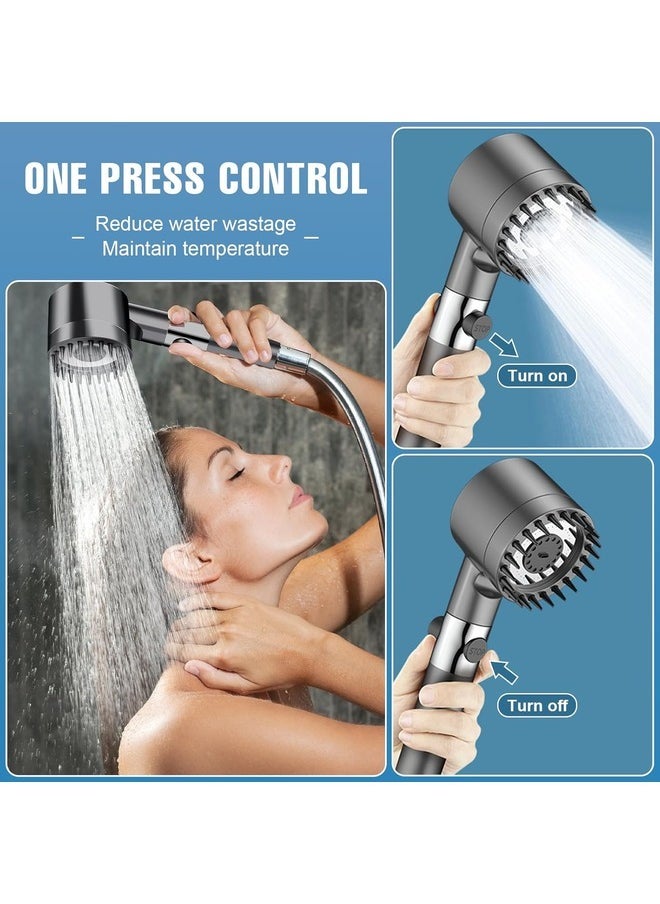 AWALOR - Shower Head, Shower Head Anti-limescale Shower Head with Filter High Pressure Shower Head Shower Head with Stop Button Water Saving Shower Head with 3+1 Modes 5 Filters. - Image 1