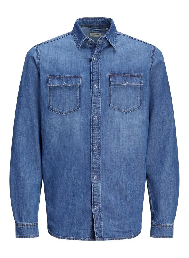 JJ Rebel Faded Denim Shirt with Flap Pockets