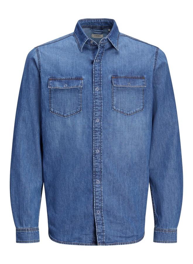 JJ Rebel by Jack & Jones Faded Denim Shirt with Flap Pockets 