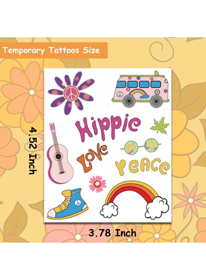 Hohamn Groovy 70's Temporary Tattoos for Kids, 10 Sheets Hippie Temporary Tattoos for 70's Retro Hippie Party Favors, Boys Girls Birthday Party Decoration - Image 3