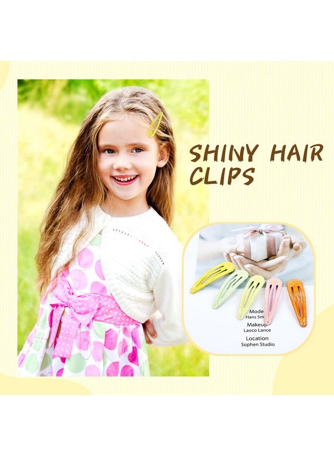 Cinaci 100pcs in 25 Candy Colors 5cm/2" Glitter Metal Snap Hair Clips Non-slip Hair Barrettes Bang Holders for Baby Girls Toddlers Kids Teens - Image 5
