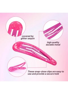 Cinaci Cinaci 100pcs in 25 Candy Colors 5cm/2" Glitter Metal Snap Hair Clips Non-slip Hair Barrettes Bang Holders for Baby Girls Toddlers Kids Teens  - Image 3