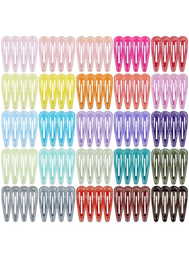 Cinaci 100pcs in 25 Candy Colors 5cm/2" Glitter Metal Snap Hair Clips Non-slip Hair Barrettes Bang Holders for Baby Girls Toddlers Kids Teens - Image 1
