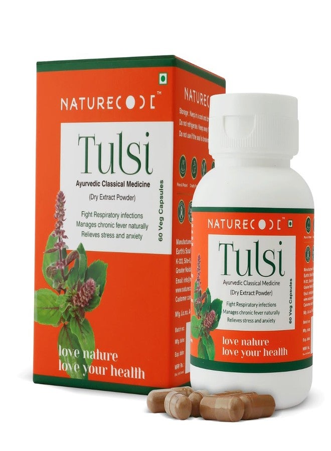 Nature Code Ayurvedic Tulsi Extract 400mg Capsules | Supports Immune Health and Natural Wellness | Helps Maintain Calmness and Everyday Balance | 60 Veg Capsules - Image 1