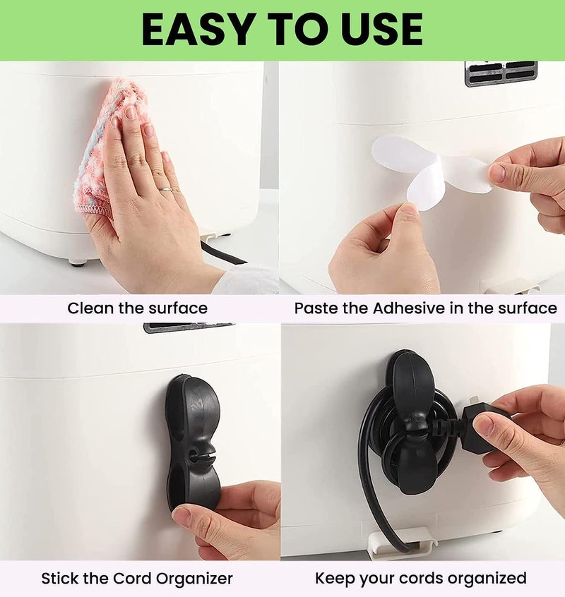 PRIAVY Cord Organiser for Appliance Kitchen Appliance Cord Organiser Stick On Cord Wrapper Winder Holder for Appliance Adhesive Cord Keeper for Blender Mixer Coffee Maker Air Fryer  - Image 2